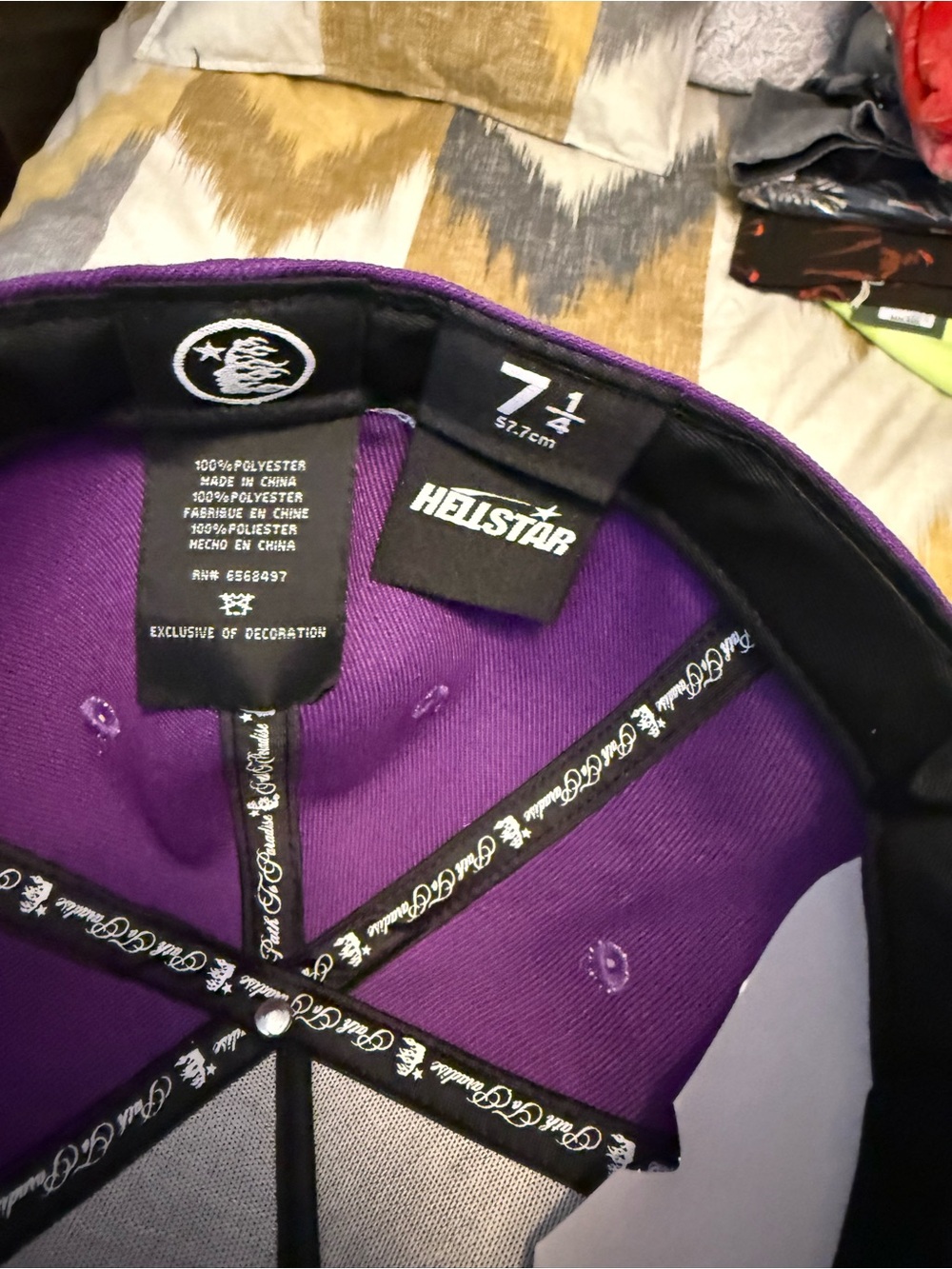 Hellstar Men’s Purple Flame & Star Snapback Hat 7 1/4 - Picture 4 of 4